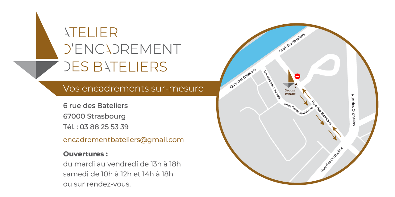 Atelier d'encadrement des Bateliers - Vos encadrements sur mesure - 6 rue des Bateliers 67000 Strasbourg - horaires d'ouverture et contacts